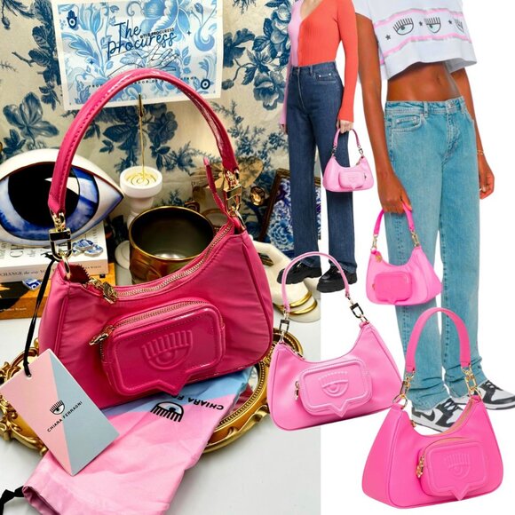 🆕 CHIARA FERRAGNI 🧿 NWT Vicky Eyelike Tote Bag - Borsa a Mano - Rose Pink - Picture 1 of 15